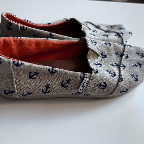 Toms Natural Burlap Anchor Print Classic shoes sz 7.5 - Picture 10 of 10